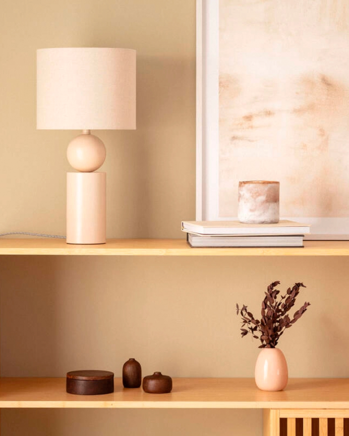 Lámpara de mesa de cerámica color beige de 50cm