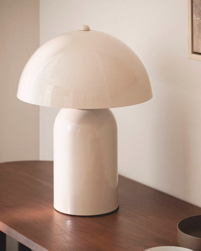 Lámpara de mesa de metal color beige de 32cm