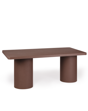 Mesa de comedor rectangular de microcemento en tono marrón en varias medidas