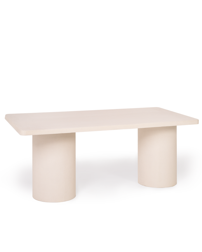 Mesa de comedor rectangular de microcemento en tono beige en varias medidas