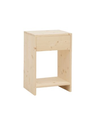 Table de chevet en bois massif avec un tiroir ton chêne moyen 60x40cm