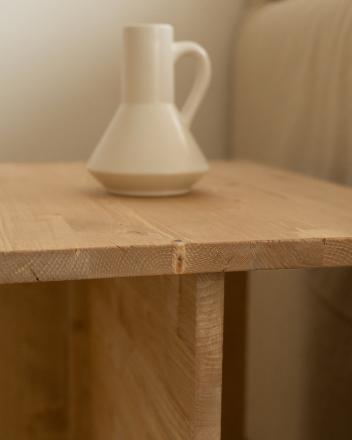 Table basse 2 pièces en bois massif ton chêne moyen de 100x44.6cm