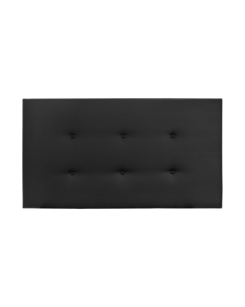 Tête de lit rembourrée en similicuir avec boutons noirs de différentes tailles