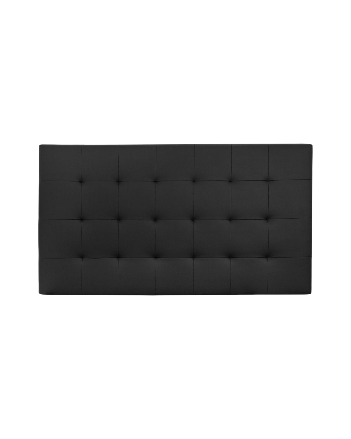 Tête de lit rembourrée en similicuir avec plis en noir de différentes tailles
