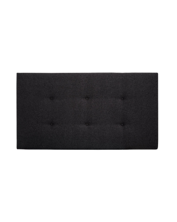 Tête de lit rembourrée en polyester avec boutons noirs de différentes tailles
