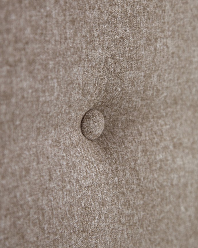 Tête de lit rembourrée en polyester avec boutons marron de différentes tailles