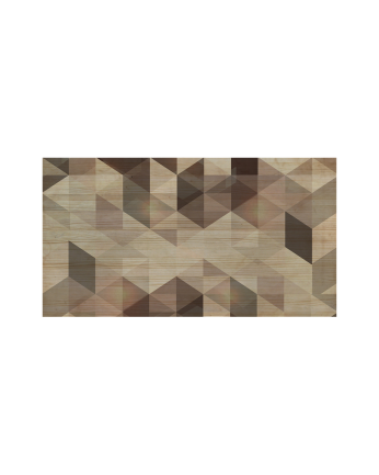 Tête de lit en bois massif imprimée motif "Geometric brown" dans un ton naturel de différentes tailles