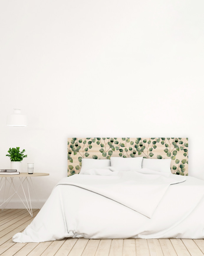 Tête de lit en bois massif motif estampé Petites feuilles décapées de différentes tailles