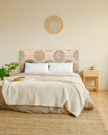 Tête de lit en bois massif à motifs cercles abstraits motif mariné bleu de différentes tailles