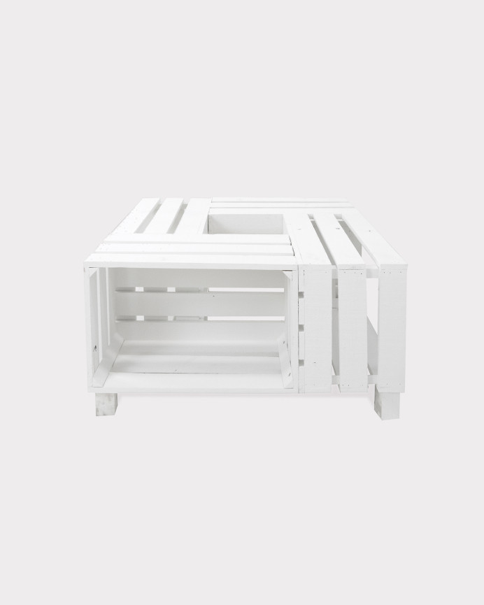 Table basse en bois massif blanc 75x75x32,5cm