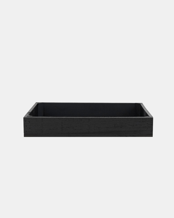 Petite boîte en bois massif ton noir 49x30,5x7,5cm
