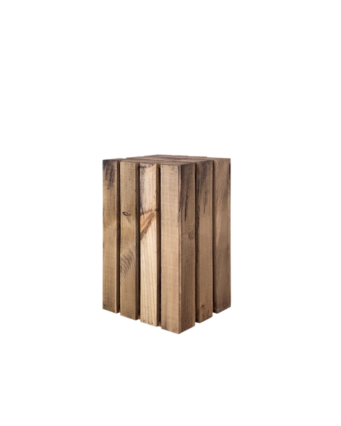 Tabouret en bois massif ton chêne foncé 30,5x49x26,5cm