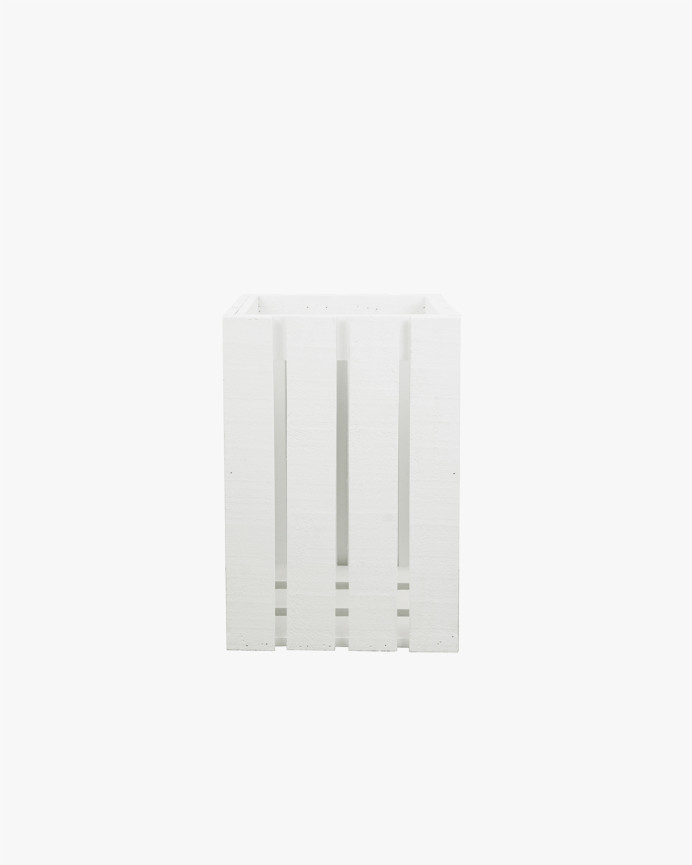 Poubelle/porte-parapluie en bois massif blanc 30,5x49x26,6cm