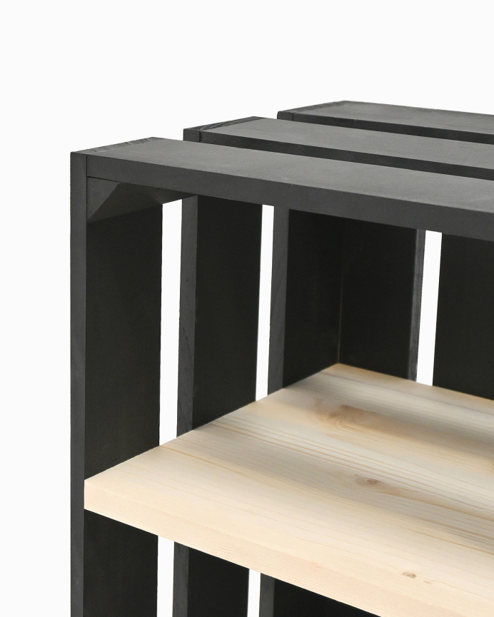 Table de chevet en bois massif noir 66x25,5cm