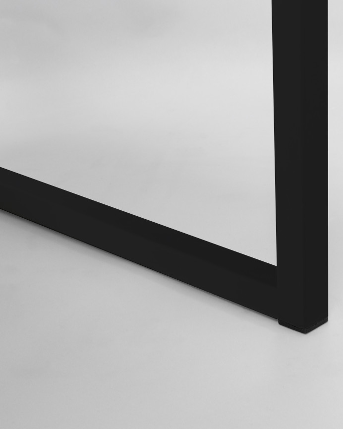 Table basse en bois massif ton naturel avec pieds en fer noir 40x100cm