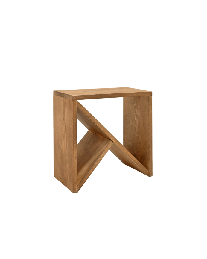 Table de chevet ou table d'appoint en bois massif ton chêne foncé de différentes tailles