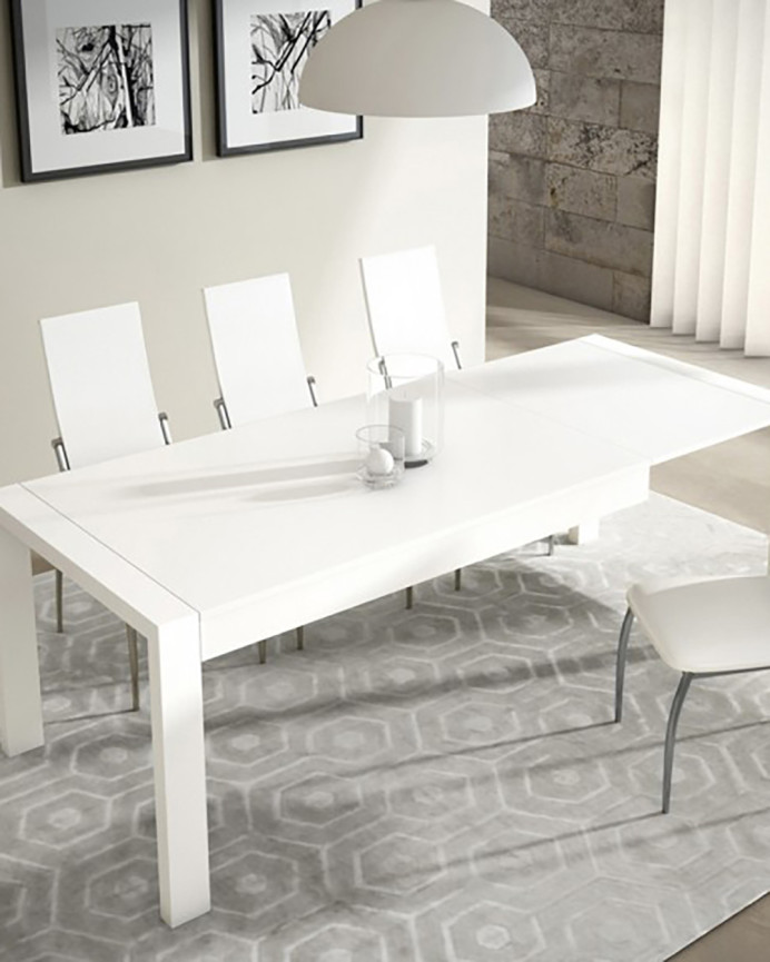 Table à manger extensible en bois blanc 76x140cm