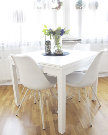 Table à manger extensible en bois blanc 76x80cm