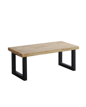 Table basse relevable en bois massif avec pieds en fer noir 43x120cm