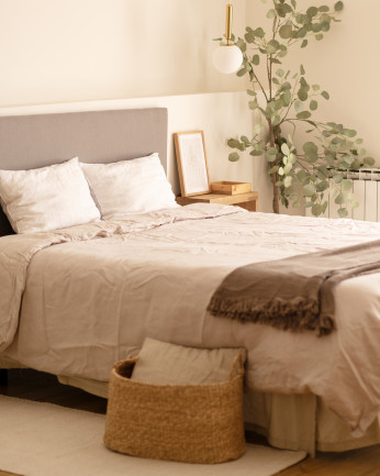 Tête de lit rembourrée en polyester lisse gris de différentes tailles