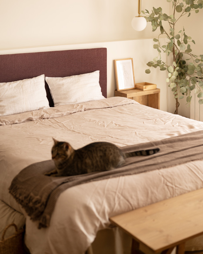 Tête de lit rembourrée en polyester lisse de couleur carrelage de différentes tailles