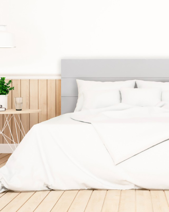 Tête de lit en bois massif gris clair de différentes tailles