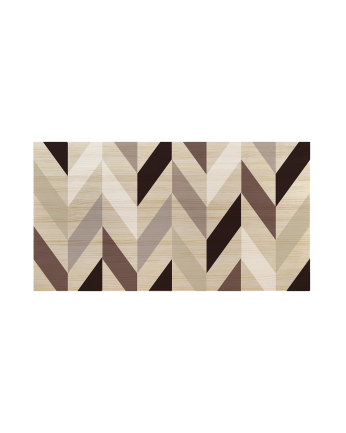 Tête de lit en bois massif imprimée d'un motif géométrique Zig-Zag bordeaux de différentes tailles