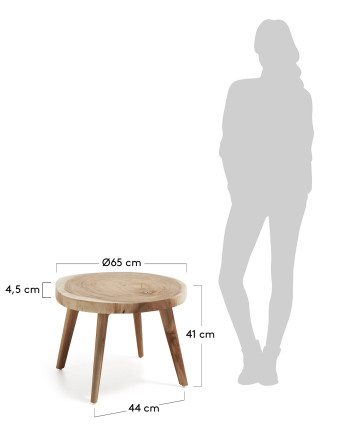 Table basse en bois de munggur massif 41x65cm