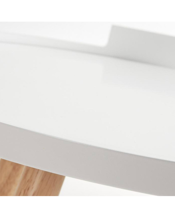 Table basse en bois massif ton blanc et naturel 46x46cm