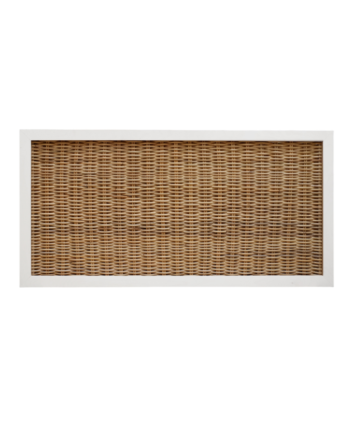 Tête de lit en bois de bambou naturel tissé à la main en blanc mat 160x80cm.