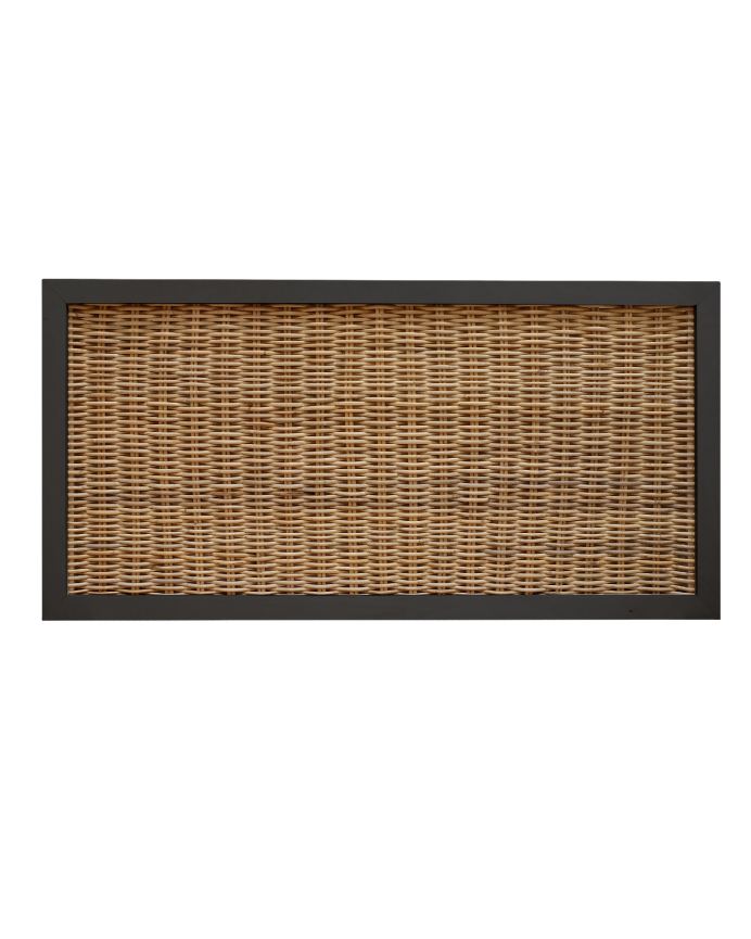 Tête de lit en bois de bambou naturel tissé à la main dans un ton noir mat de 160x80cm.