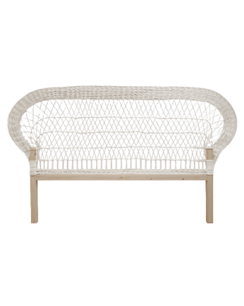 Tête de lit en bois de bambou naturel tissé à la main dans un ton blanc mat de 188x110cm