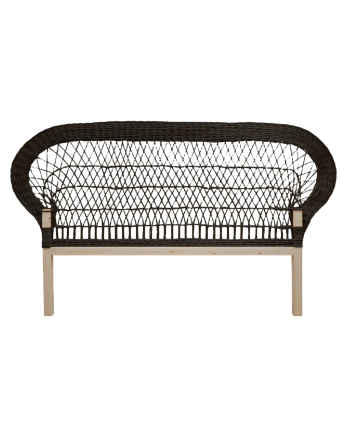 Tête de lit en bois de bambou naturel tissé à la main dans un ton noir mat de 188x110cm