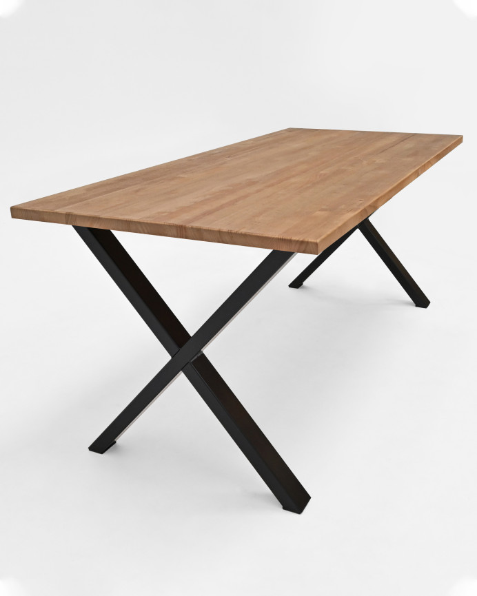 Table en bois massif en chêne foncé et noir en différentes tailles