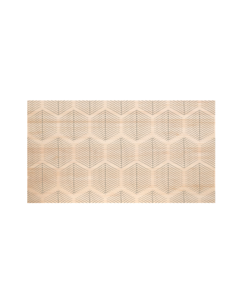 Tête de lit en bois massif imprimée du motif Hexagonal Leaves I ton naturel de différentes tailles