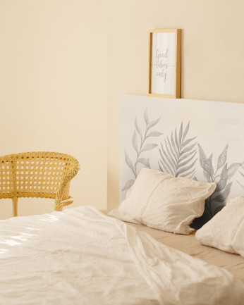 Tête de lit en bois massif motif imprimée Fleurs aquarelle marinées en différentes tailles