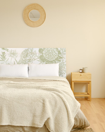 Tête de lit en bois massif estampé motif fleurs vintage III mariné en différentes tailles