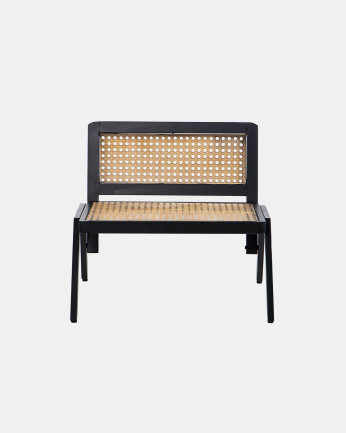 Chaise en métal avec dossier en cannage noir, 66x64cm