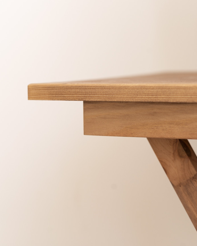 Table basse pliante en bois massif ton chêne foncé 48,5x53cm