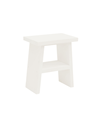 Table de chevet ou table d'appoint en bois massif 45x39cm en blanc