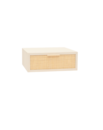 Table de chevet flottante en bois massif ton beige 15x40cm
