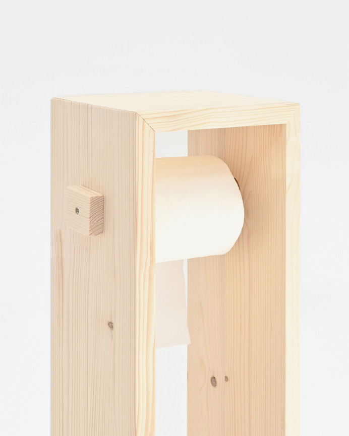 NEX Porte-papier toilette sur pied en bois, style rétro, Bois dense,  naturel, 25.2”H x 7.8”L x 6.7” W : : Bricolage