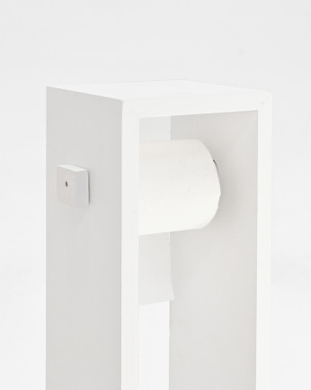Porte-rouleau papier toilette sur pied en bois massif blanc 70x17cm
