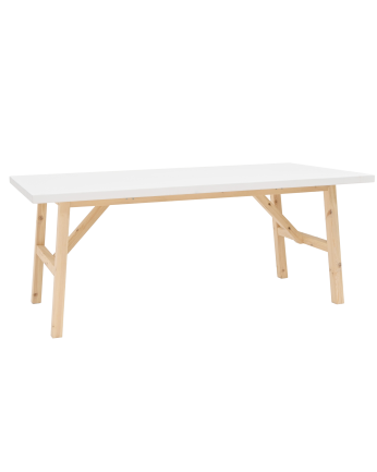 Table à manger en bois massif ton blanc de différentes tailles