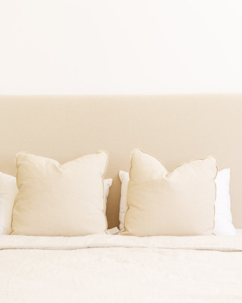 Tête de lit rembourrée en coton beige de différentes tailles