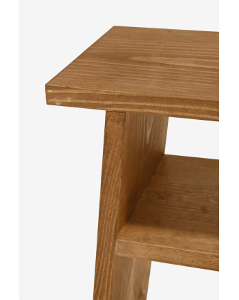 Table basse en bois massif ton chêne foncé 60x20cm
