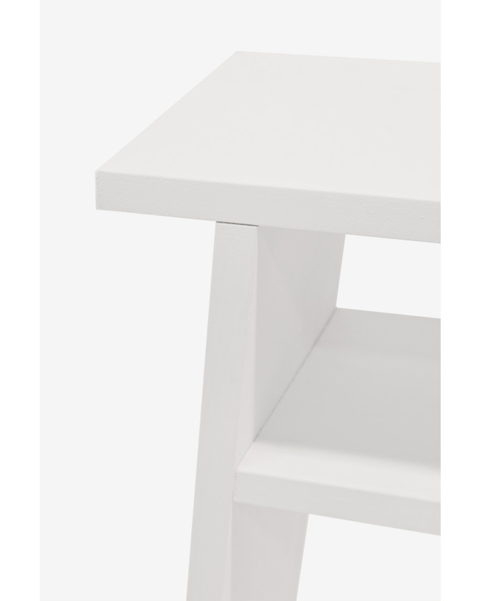 Table basse en bois massif blanc 60x20cm