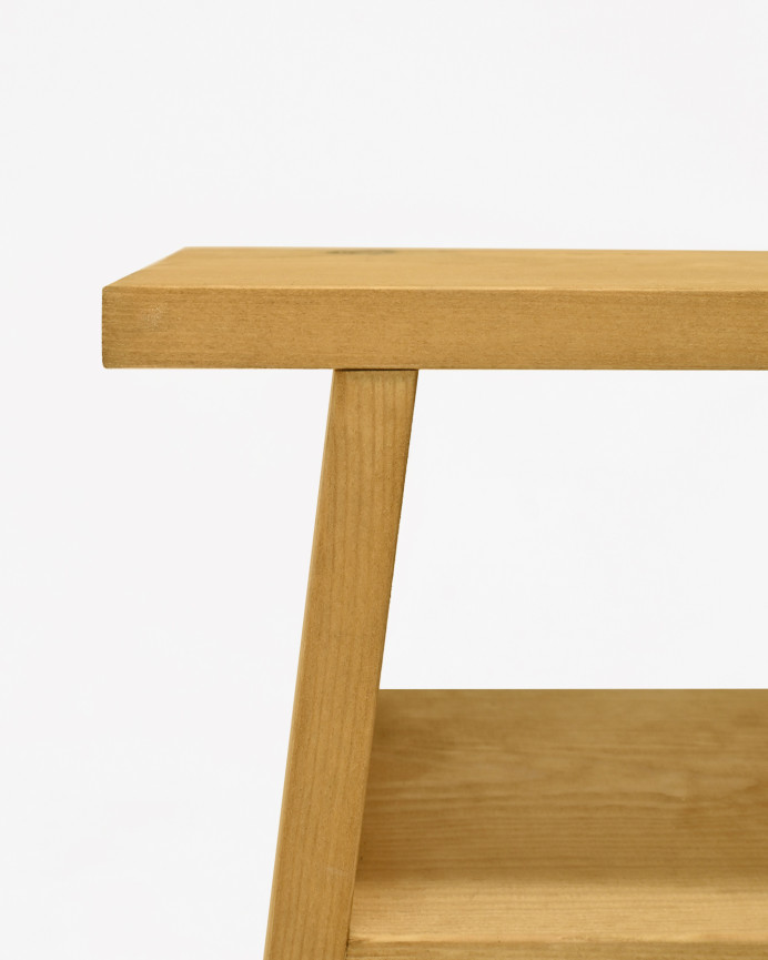 Table basse en bois massif ton olive 60x20cm