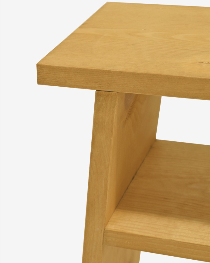 Table basse en bois massif ton olive 60x20cm