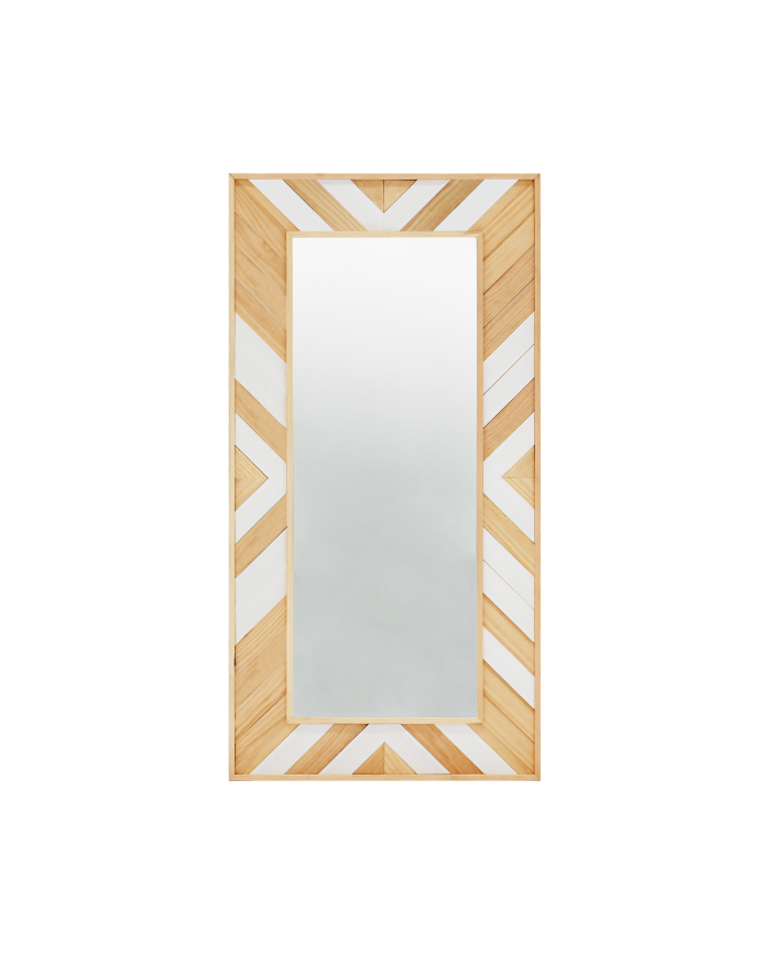 Miroir en bois massif naturel et blanc 163x84cm